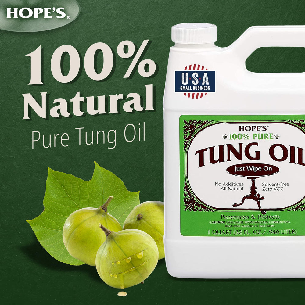 HOPE'S Tung Oil application on wood demonstrating wipe-on technique