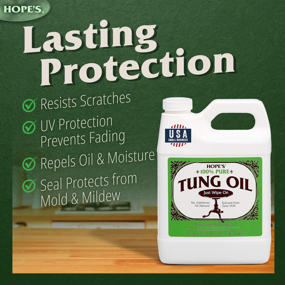 Dry HOPE'S Tung Oil leaves a non-greasy feel on wood