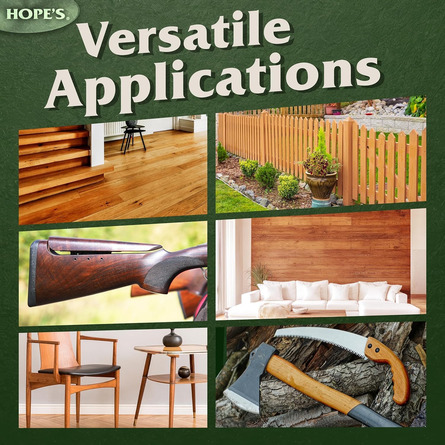 Wood tabletop with HOPE'S Tung Oil showing durable satin-like finish