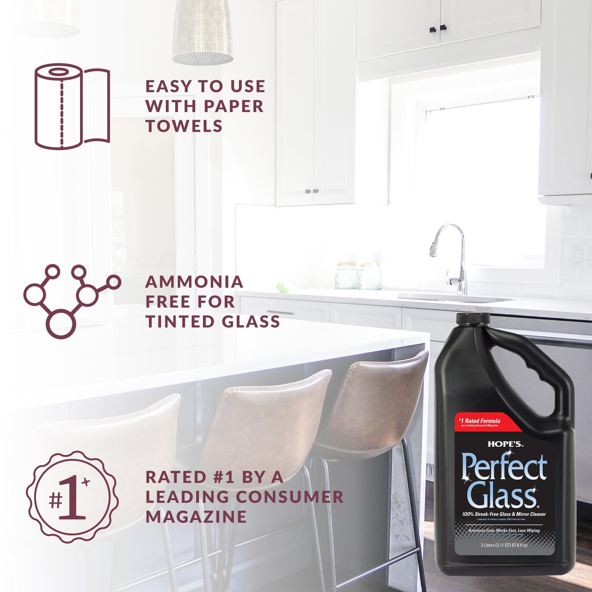 HOPE'S Window cleaner performs under direct sunlight without residue