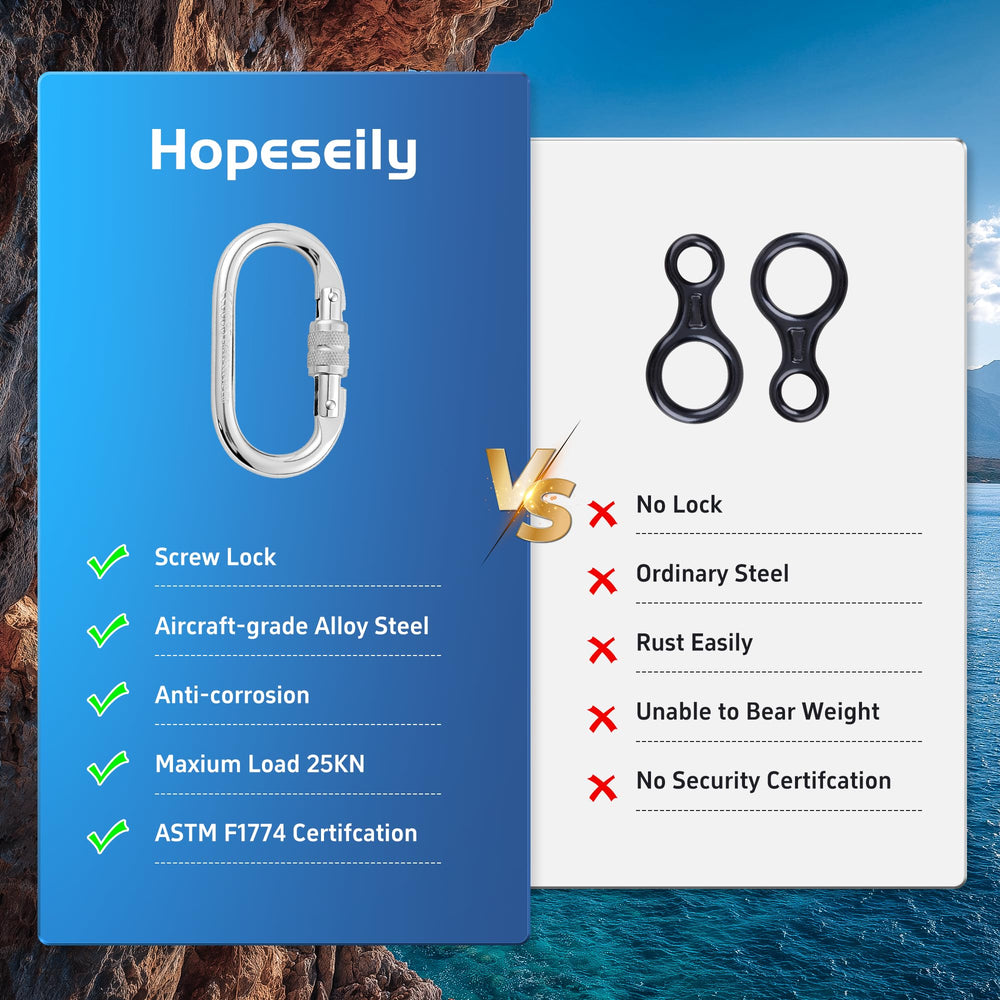 Hopeseily carabiner supports rappelling and hammock rigging with confidence.