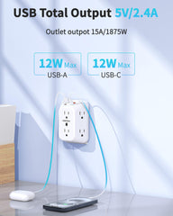 HOPOW 1050J surge protector guards electronics against power spikes.