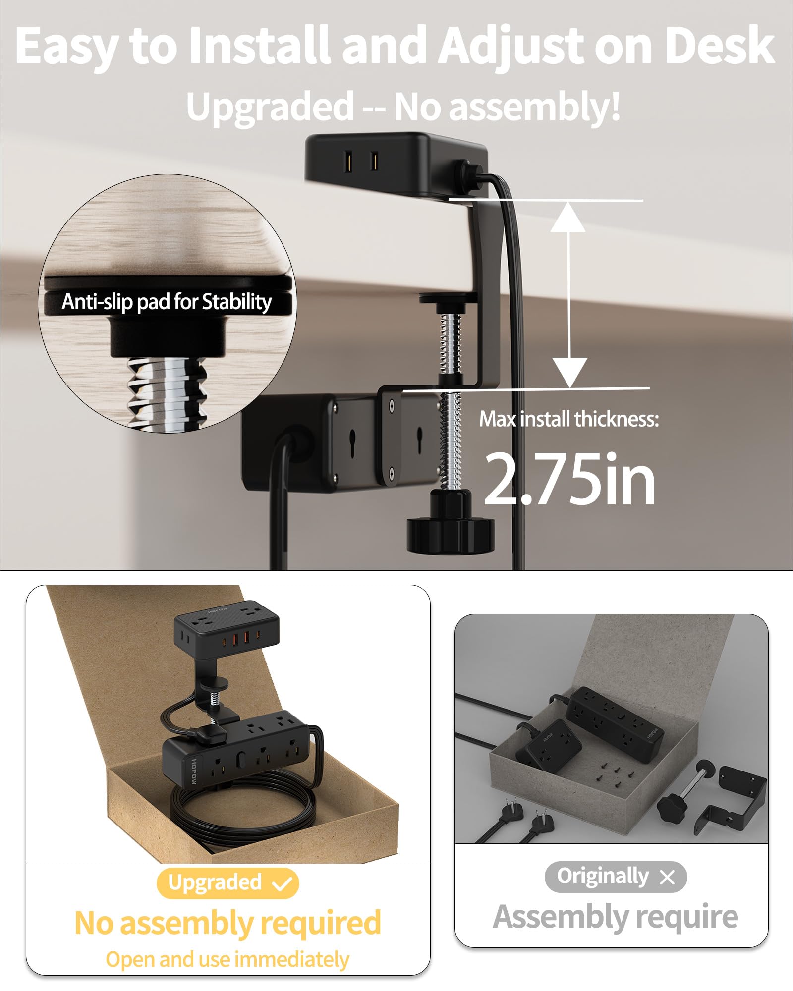 HOPOW removable top strip enables travel-friendly use.