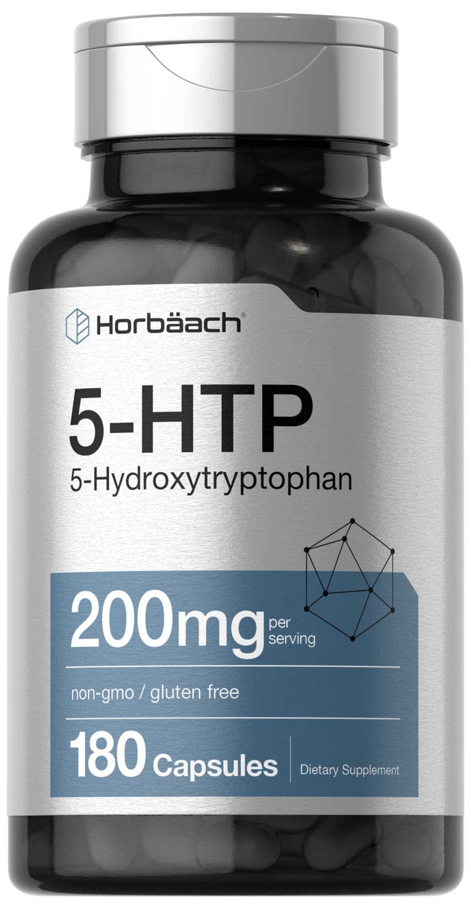 Horbäach 5-HTP bottle front view for daily supplement routine