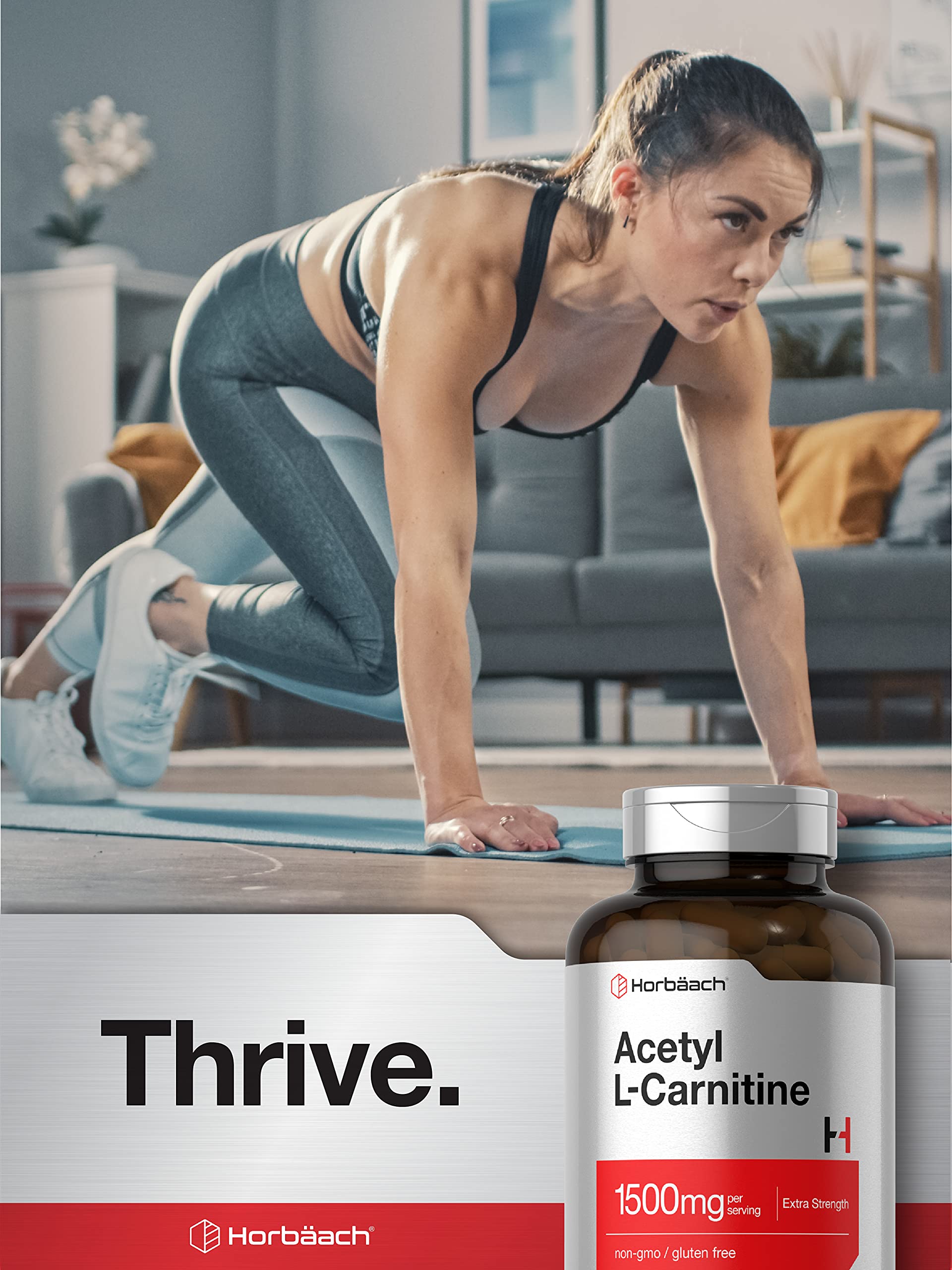 Horbäach Acetyl L-Carnitine 1500mg capsules ready for on-the-go use