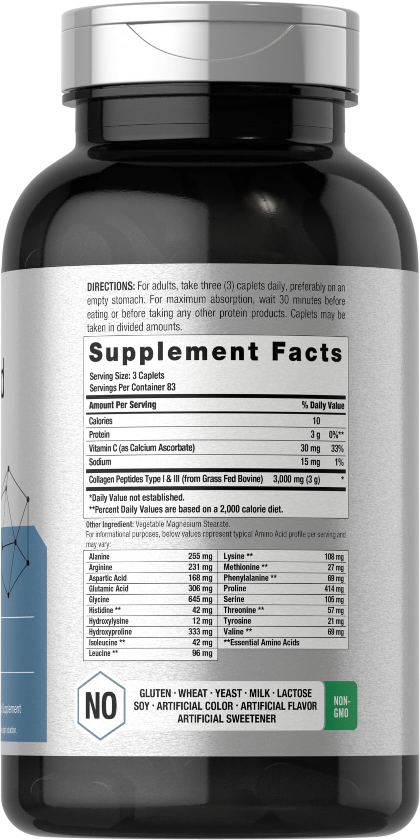 Horbaach Amino Acid Complex 3000mg bottle label highlights ingredients and purity.