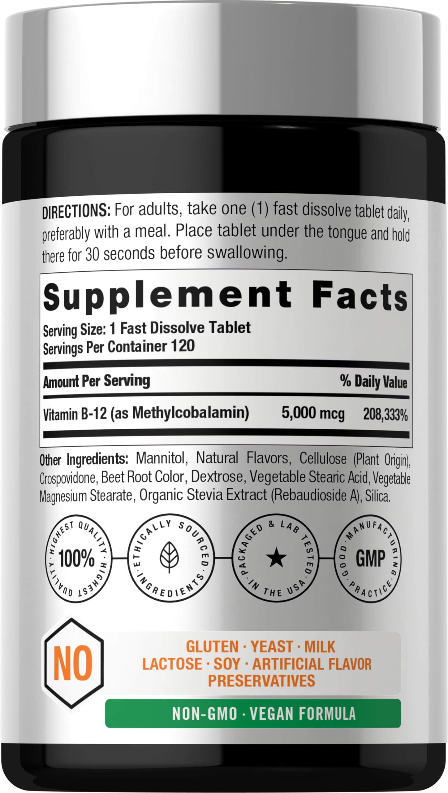 Horbaach B12 sublingual tablets dissolve fast for convenient daily use.