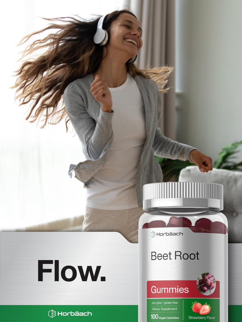 Horbaach Beet Root Gummies bottle pour image shows convenient daily use