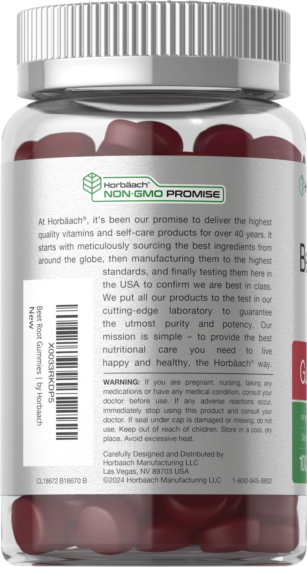 Horbaach Beet Root Gummies packaging shows vegan, gluten-free promise for daily use