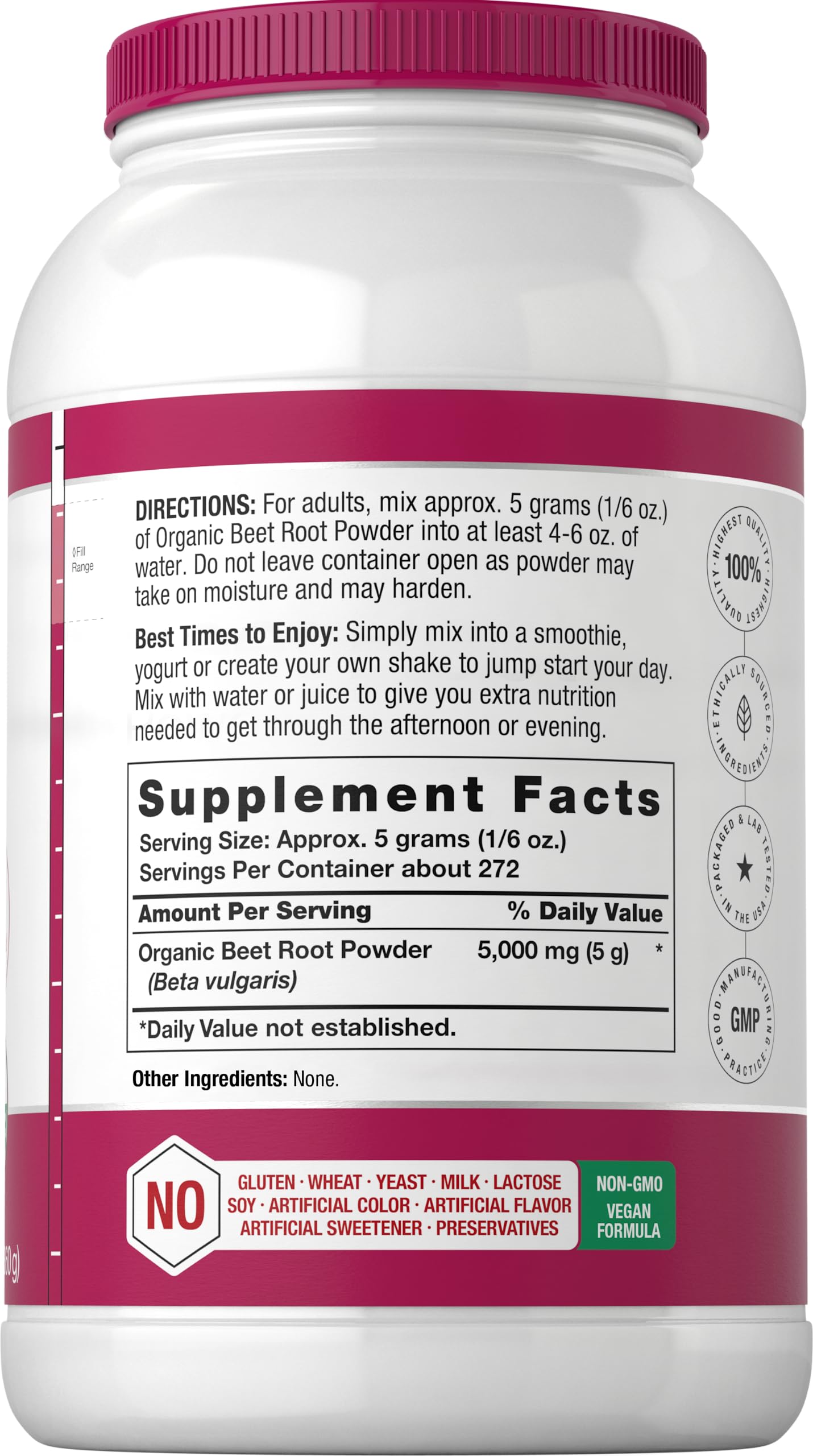 Horbäach beet root powder scoop enables easy, precise daily servings.