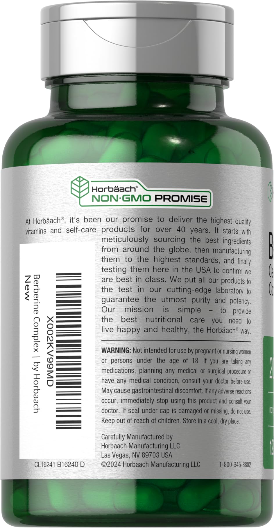 Capsules of Horbaach Berberine Cinnamon arranged in line showcasing premium Berberine HCl and Ceylon Cinnamon.