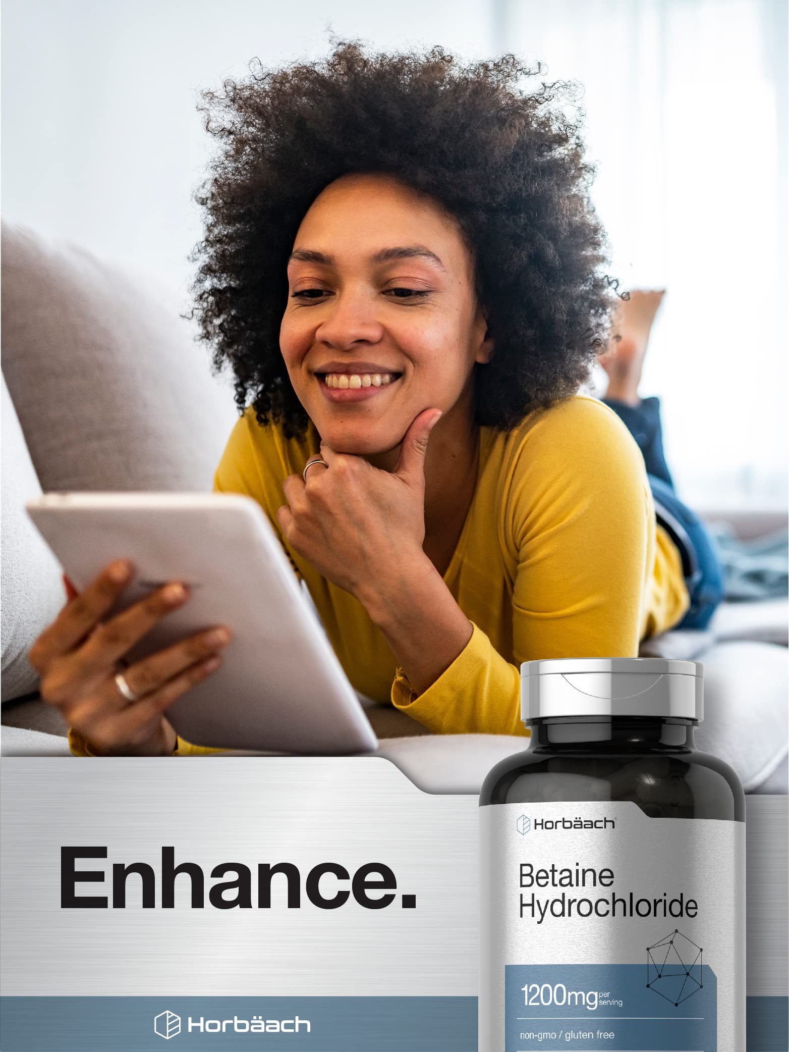 Horbäach Betaine HCl lab-tested seal indicating quality and potency