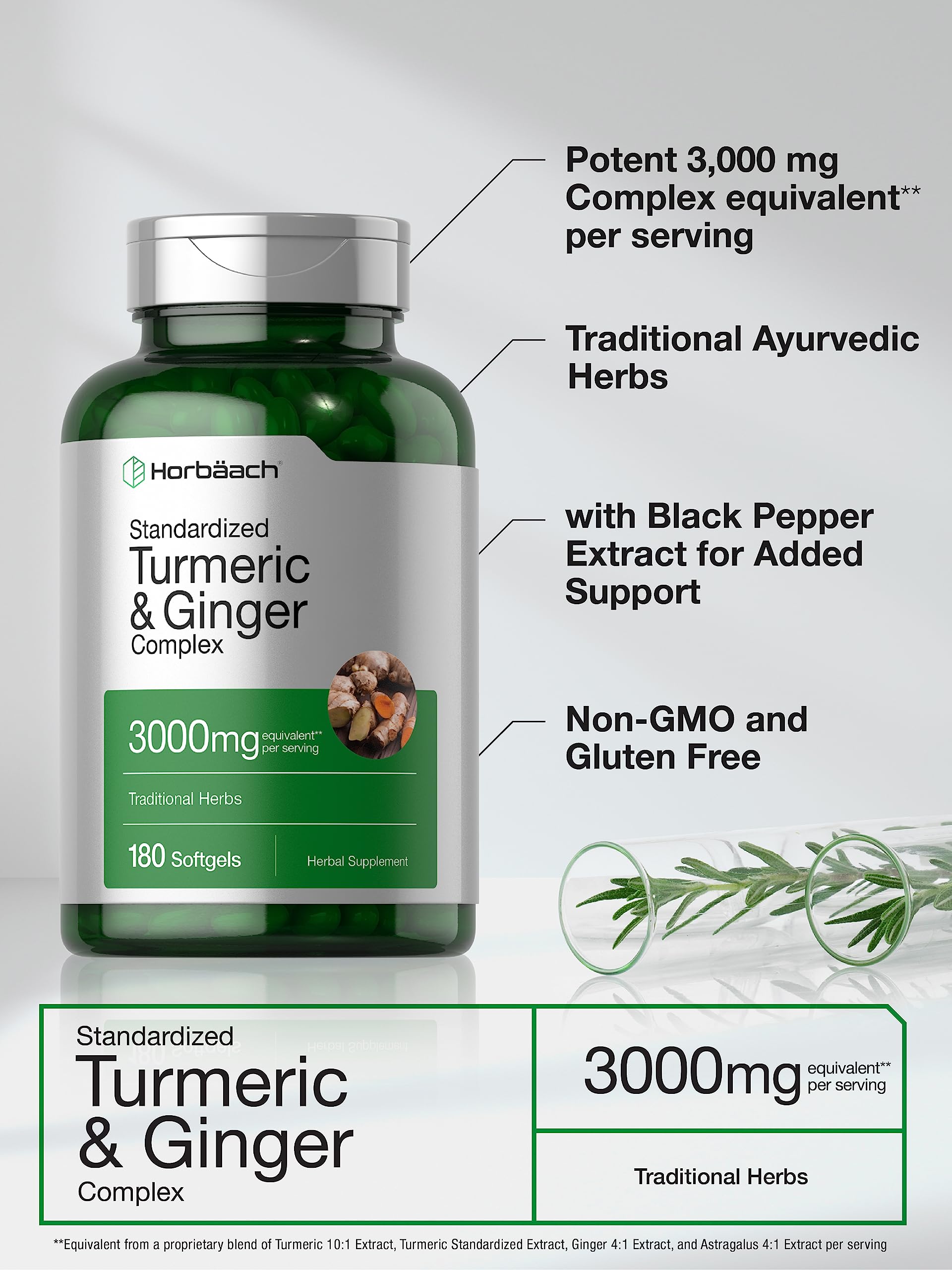 Horbäach Black Pepper Extract label close-up shows absorption support.