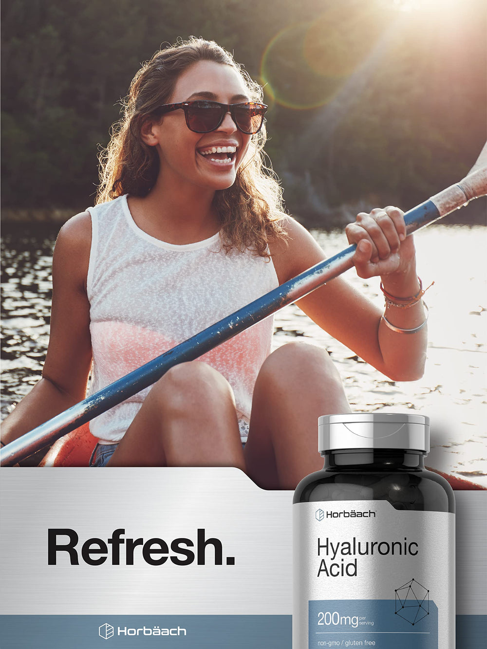 Horbäach bottle and capsules ready for a daily supplement routine.