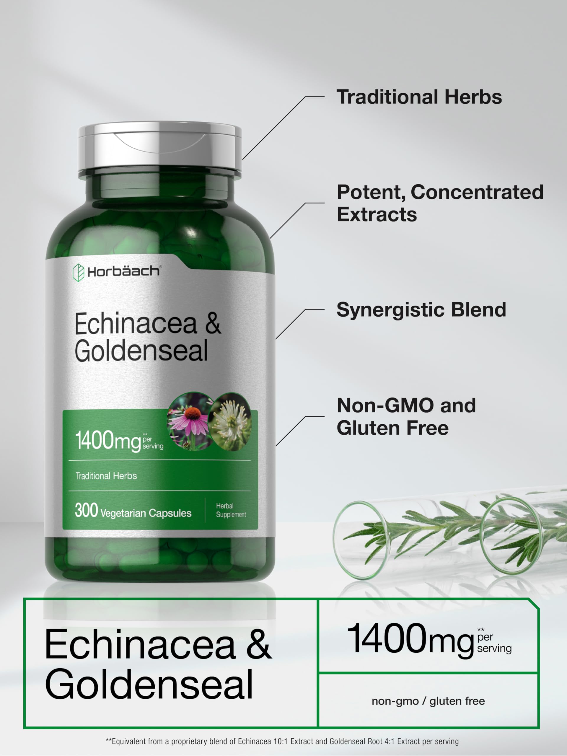 Horbäach bottle on wooden table conveys natural, trusted supplement.