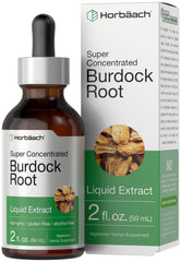 Horbäach Burdock Root Tincture bottle front shows antioxidant-rich herbal tincture.