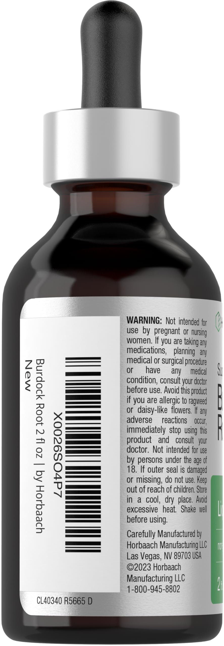 Horbäach Burdock Root Tincture dropper pour shows easy-to-use serving.
