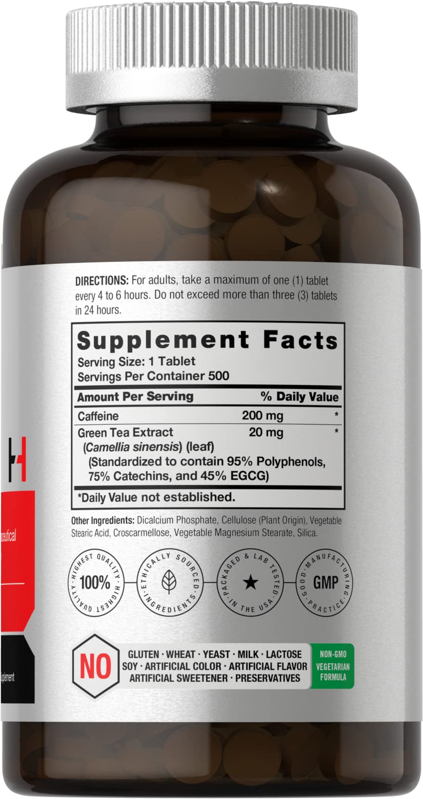 Horbäach caffeine pills bottle pour illustrating easy daily dosing.