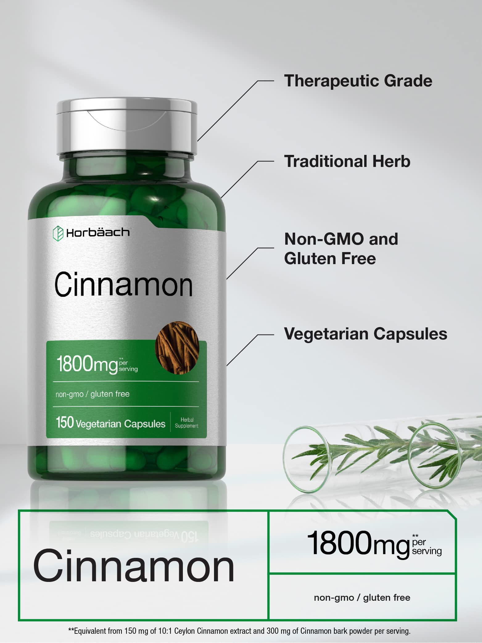 Ceylon cinnamon bark powder container closeup highlights true cinnamon origin.
