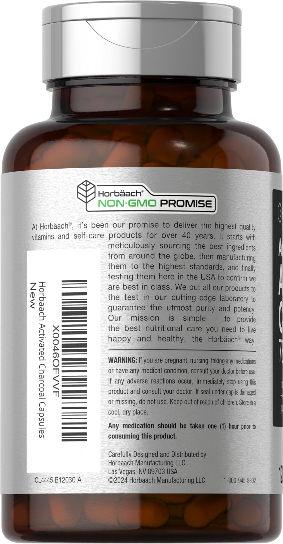 Horbäach Charcoal Pills coconut-shell origin emphasizing natural source and purity