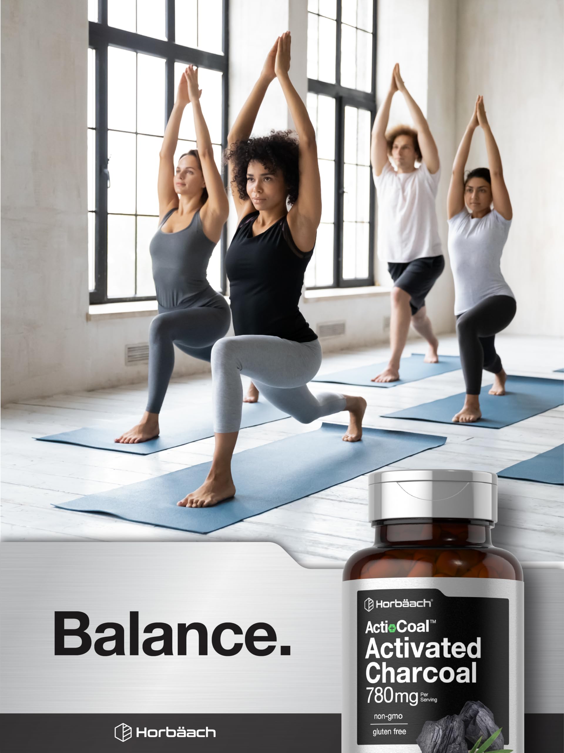 Horbäach Charcoal Pills science-backed coconut shell origin with porous texture close-up