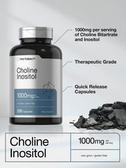 Horbaach Choline Inositol 1000mg label detail with per-serving information