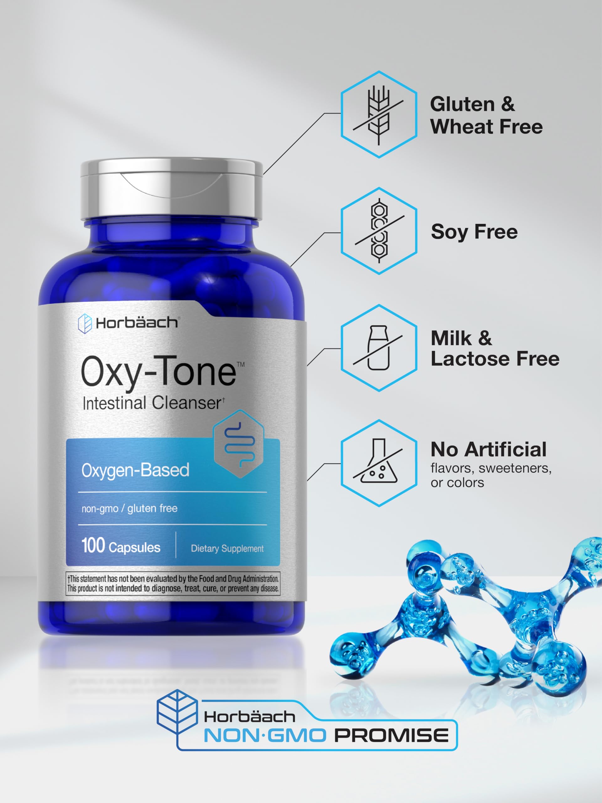 Horbäach Colon Cleanse packaging box, shows gluten-free and non-GMO claims.