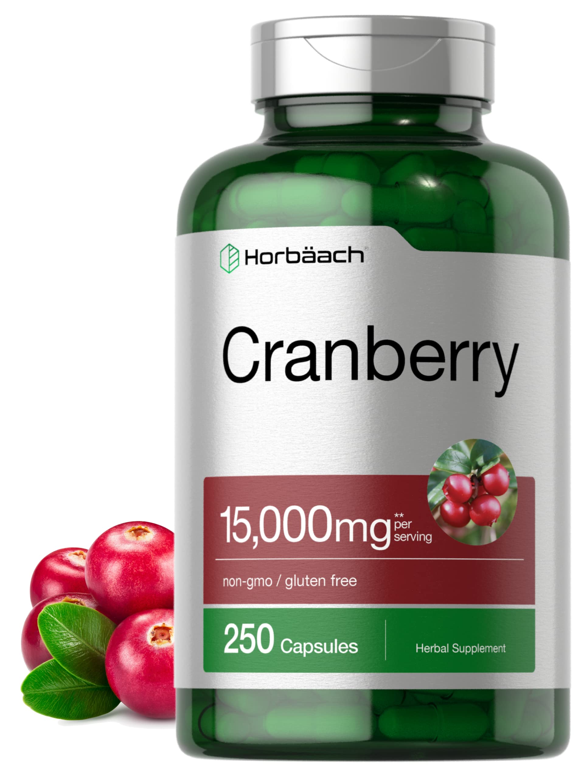Horbaach Cranberry Pills bottle for daily wellness with vitamin C