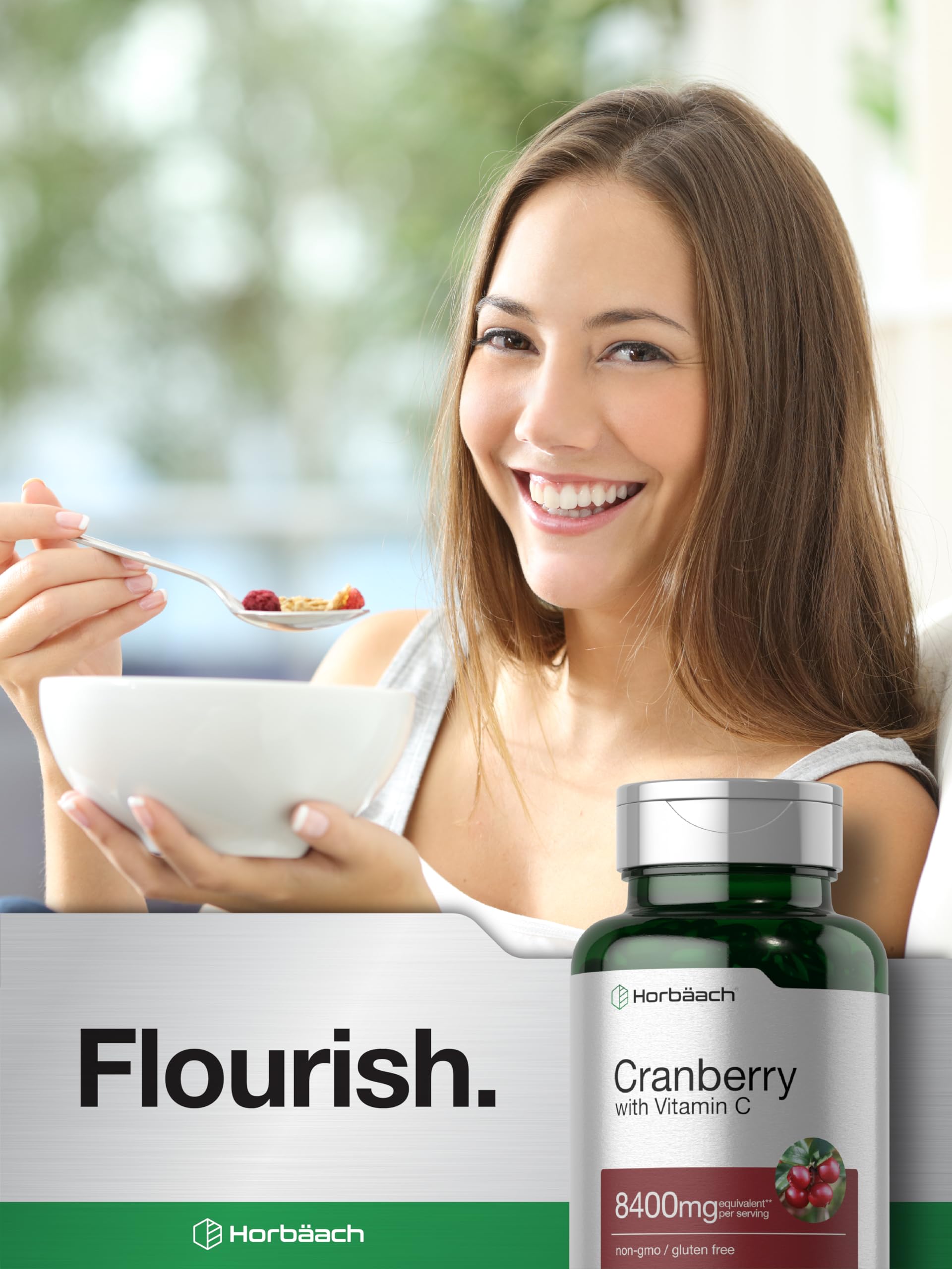 Horbäach Cranberry Pills packaging emphasizes purity and potency.