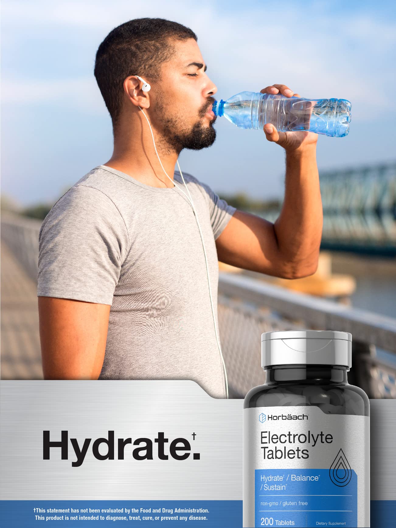 Athlete using Horbaach electrolyte tablets during workout