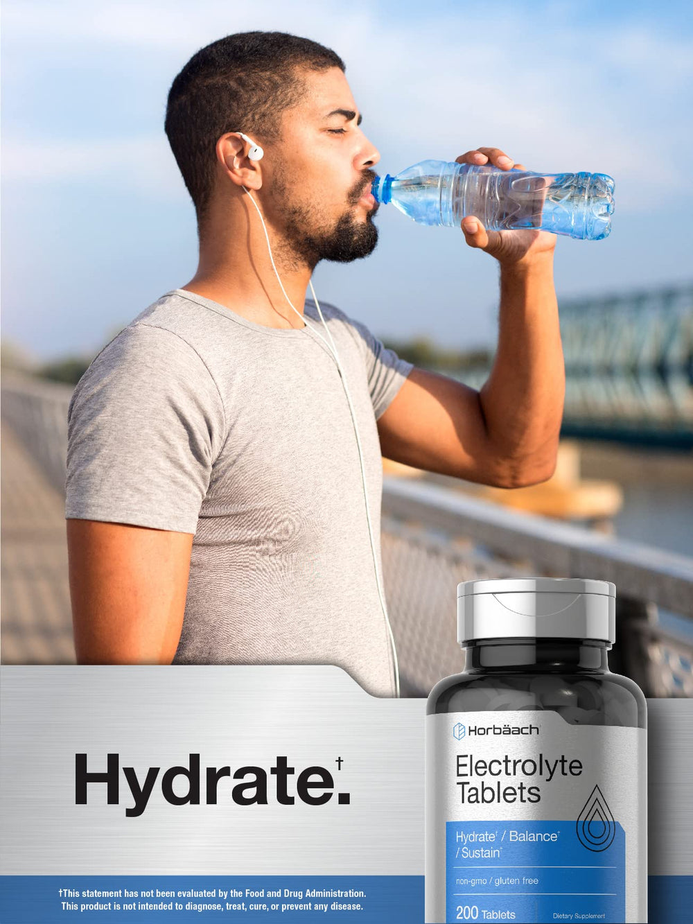 Athlete using Horbaach electrolyte tablets during workout