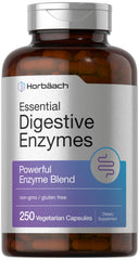 Horbaach Essential Digestive Enzymes bottle front showing comprehensive enzyme blend for daily digestion support