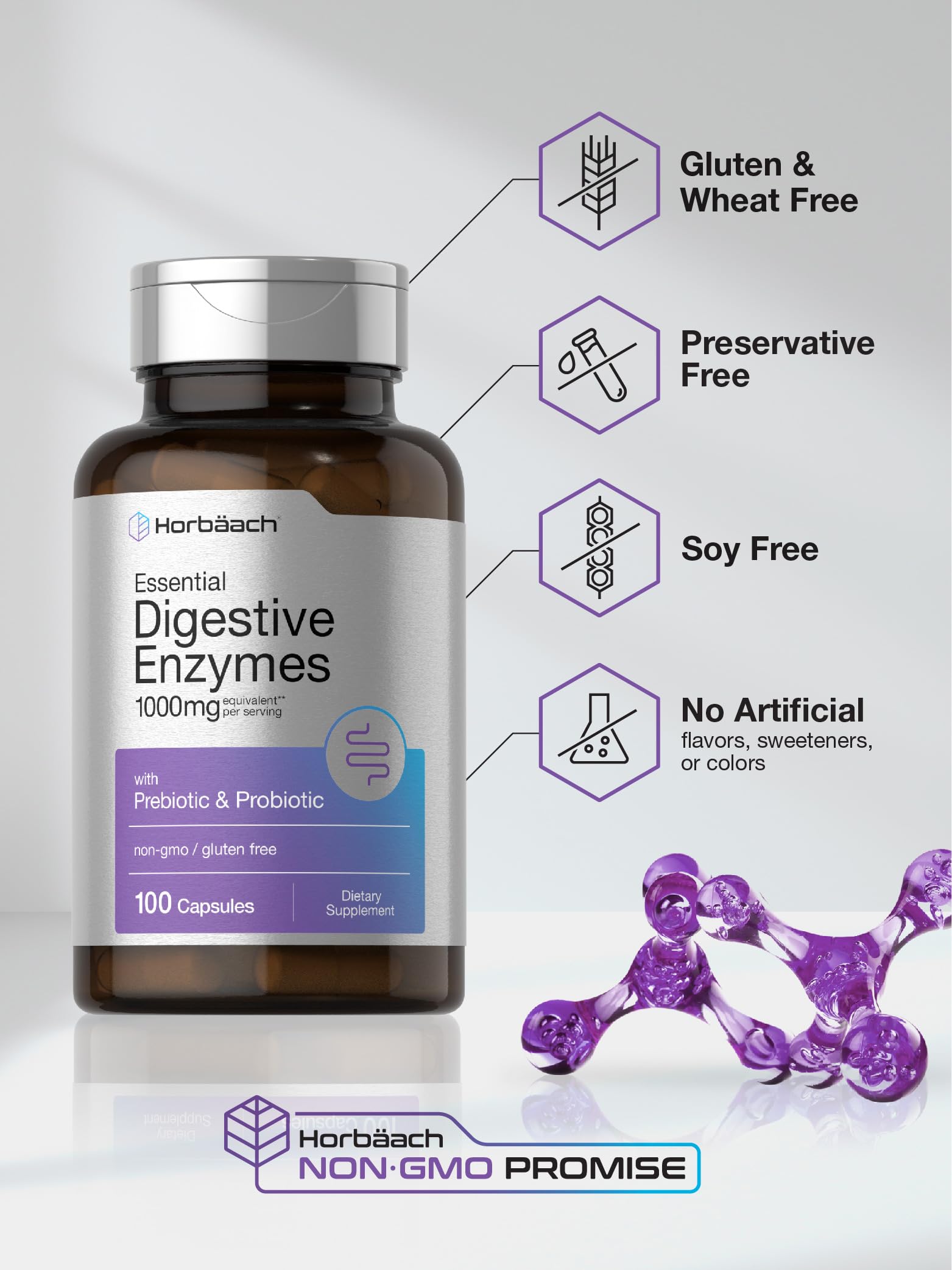 Horbäach Essential Digestive Enzymes pour/spill-free dispensing example
