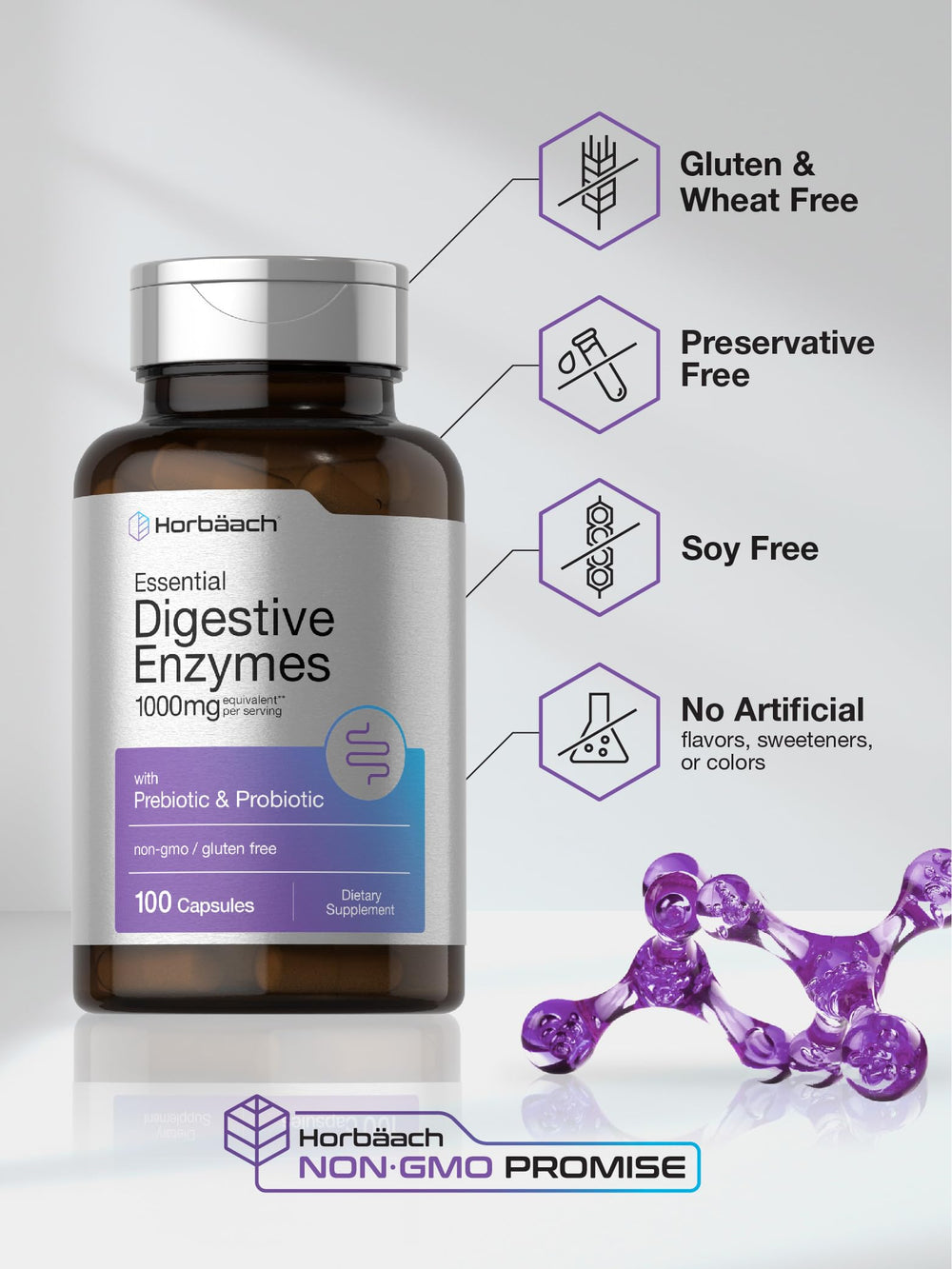 Horbäach Essential Digestive Enzymes pour/spill-free dispensing example