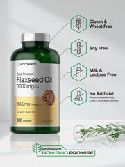 Horbäach flaxseed oil packaging displays 300 count bottle for extended supply