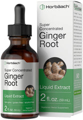 Horbäach Ginger Root Liquid bottle showing alcohol-free extract for easy flavoring.