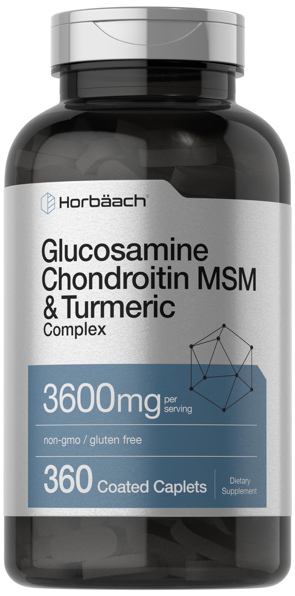 Horbaach Glucosamine Chondroitin MSM with Turmeric bottle front for daily use