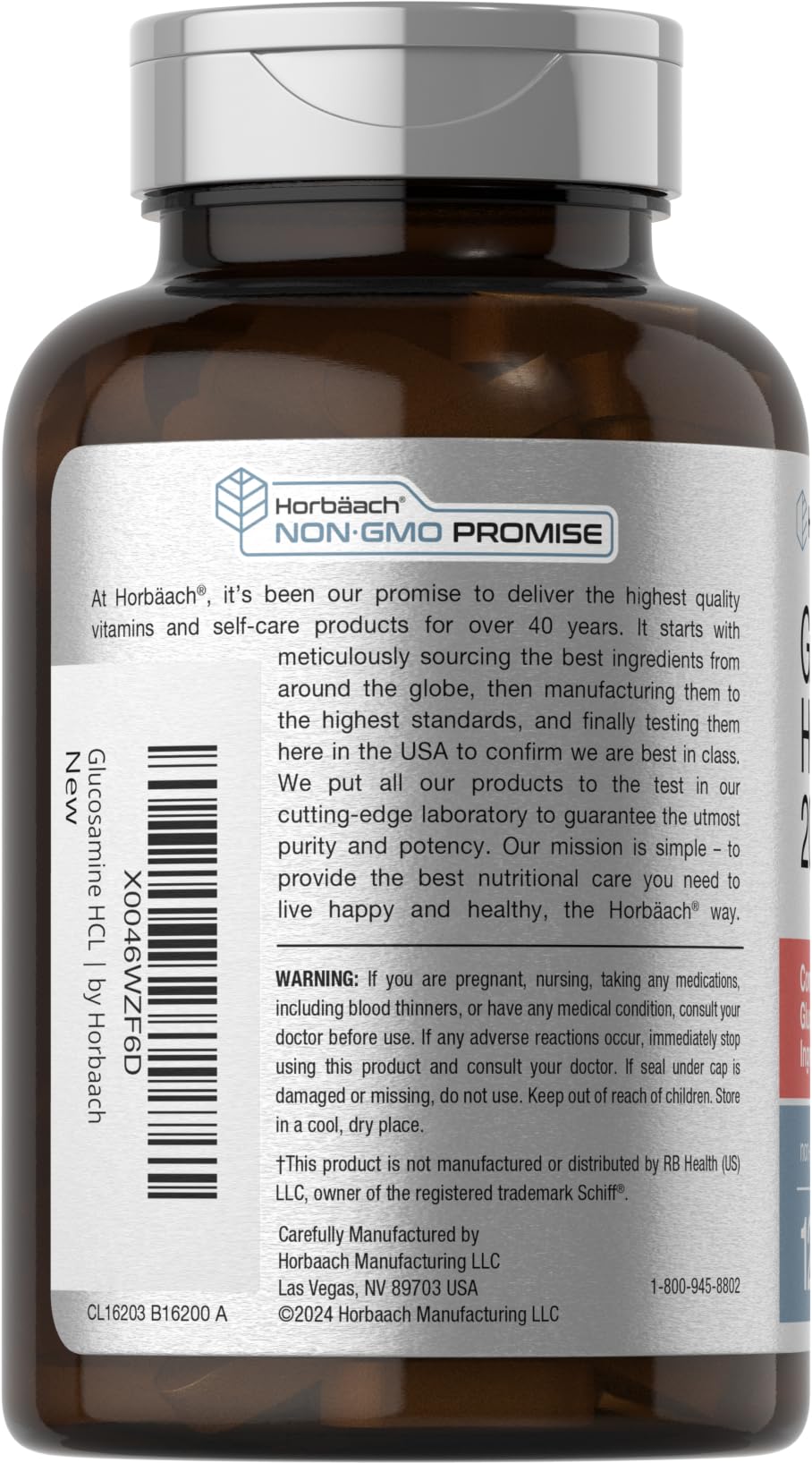 Horbäach Glucosamine HCL 2000mg per serving emphasized for daily comfort