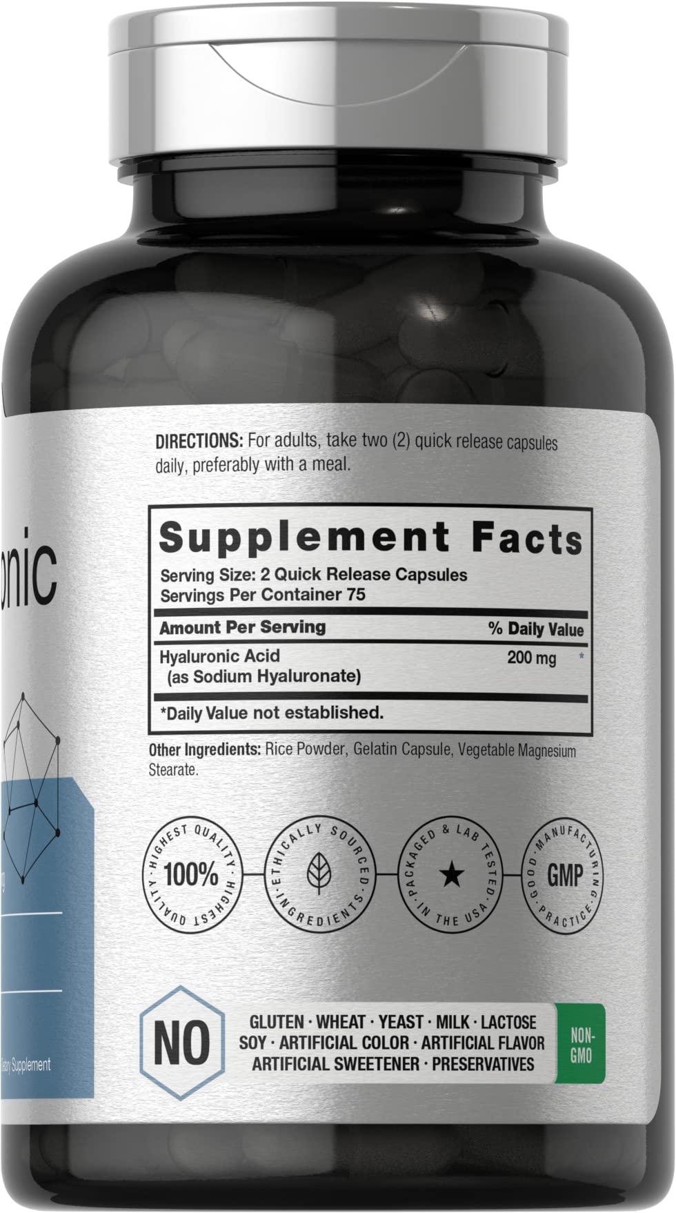 Horbäach Hyaluronic Acid capsules close-up for easy daily use.