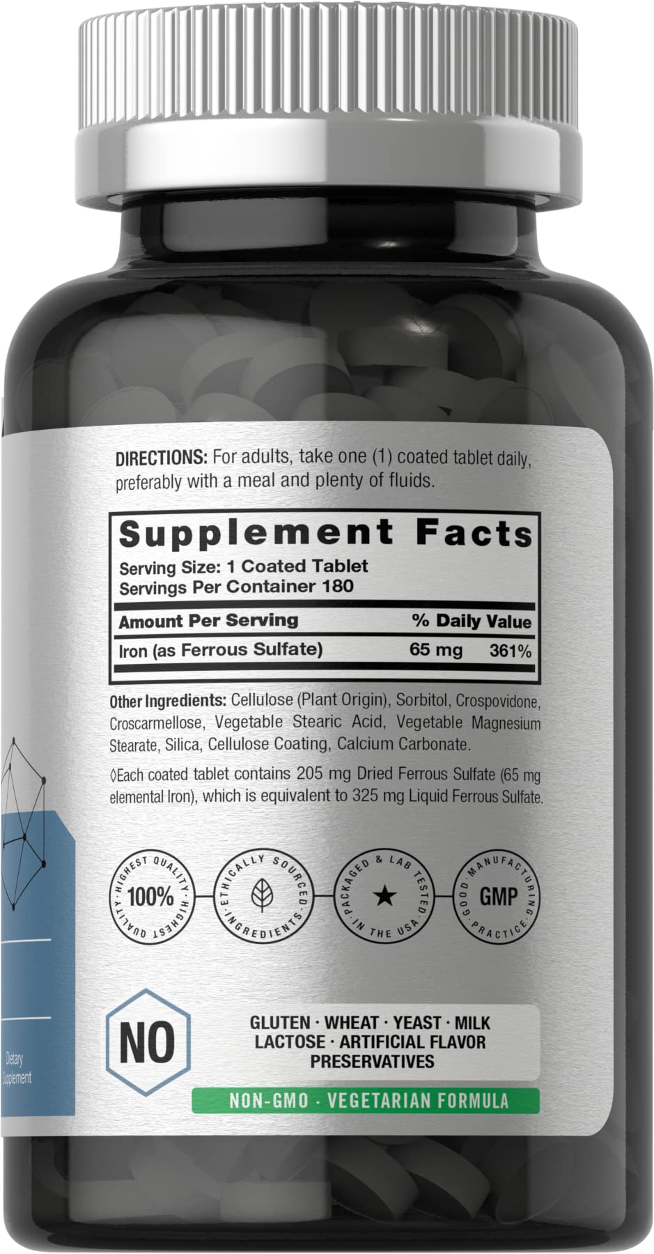 Close-up of Horbaach tablets, vegetarian iron supplement