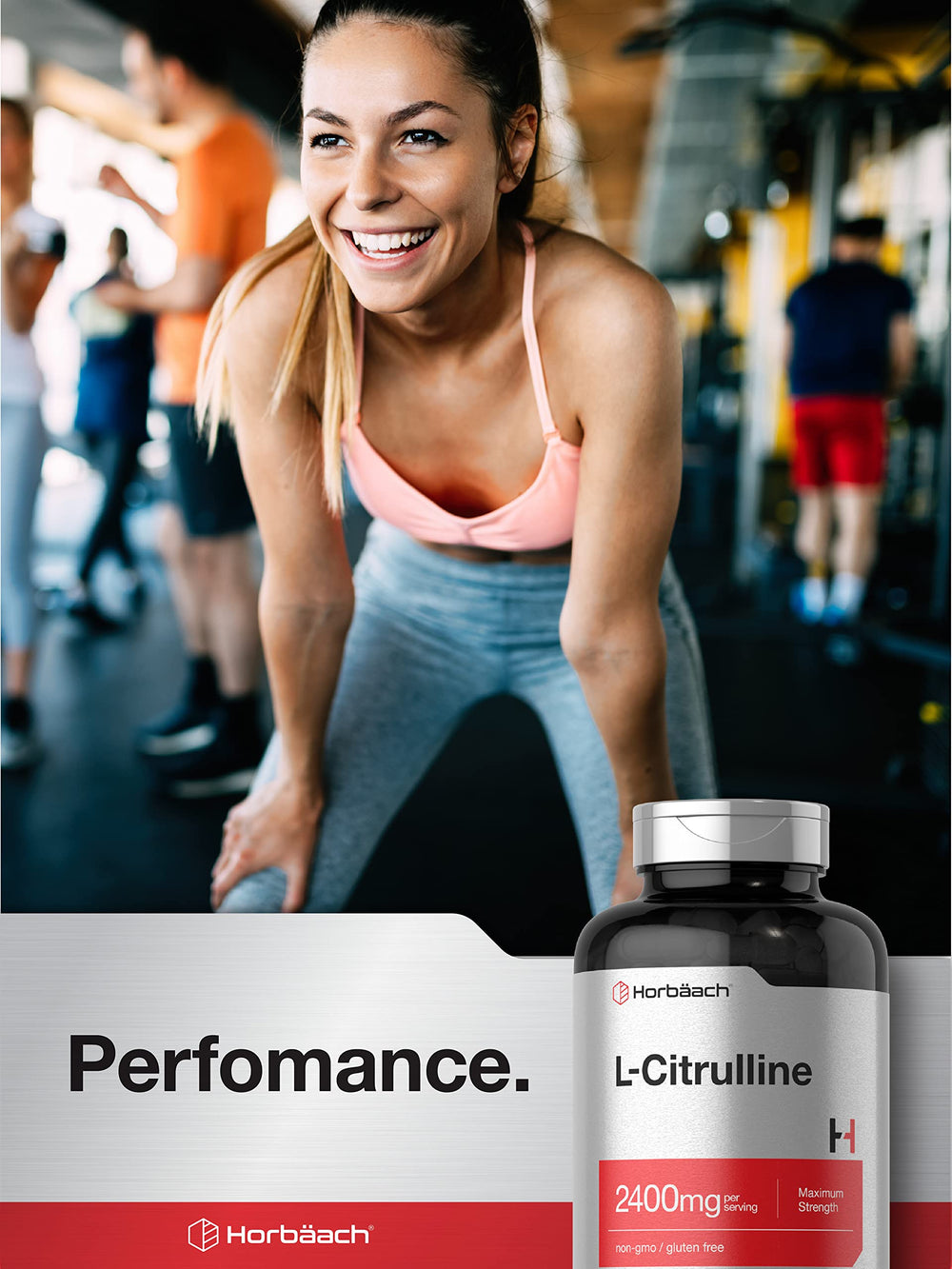 Horbaach L-Citrulline nutrition facts indicate gluten-free and allergen-conscious profile