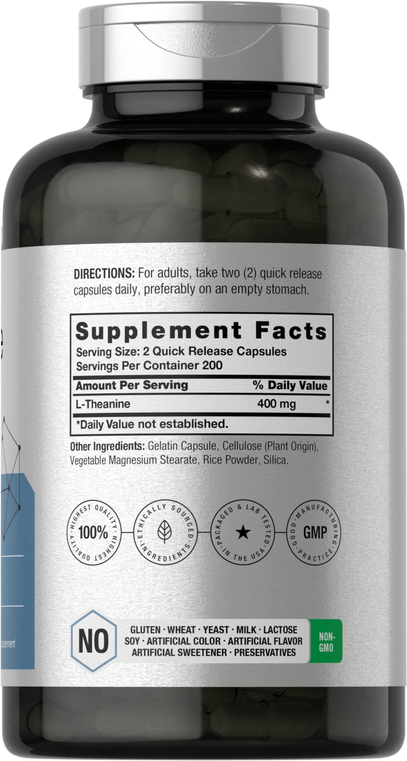 Close-up of Horbäach L-Theanine 400mg capsules for easy dosing