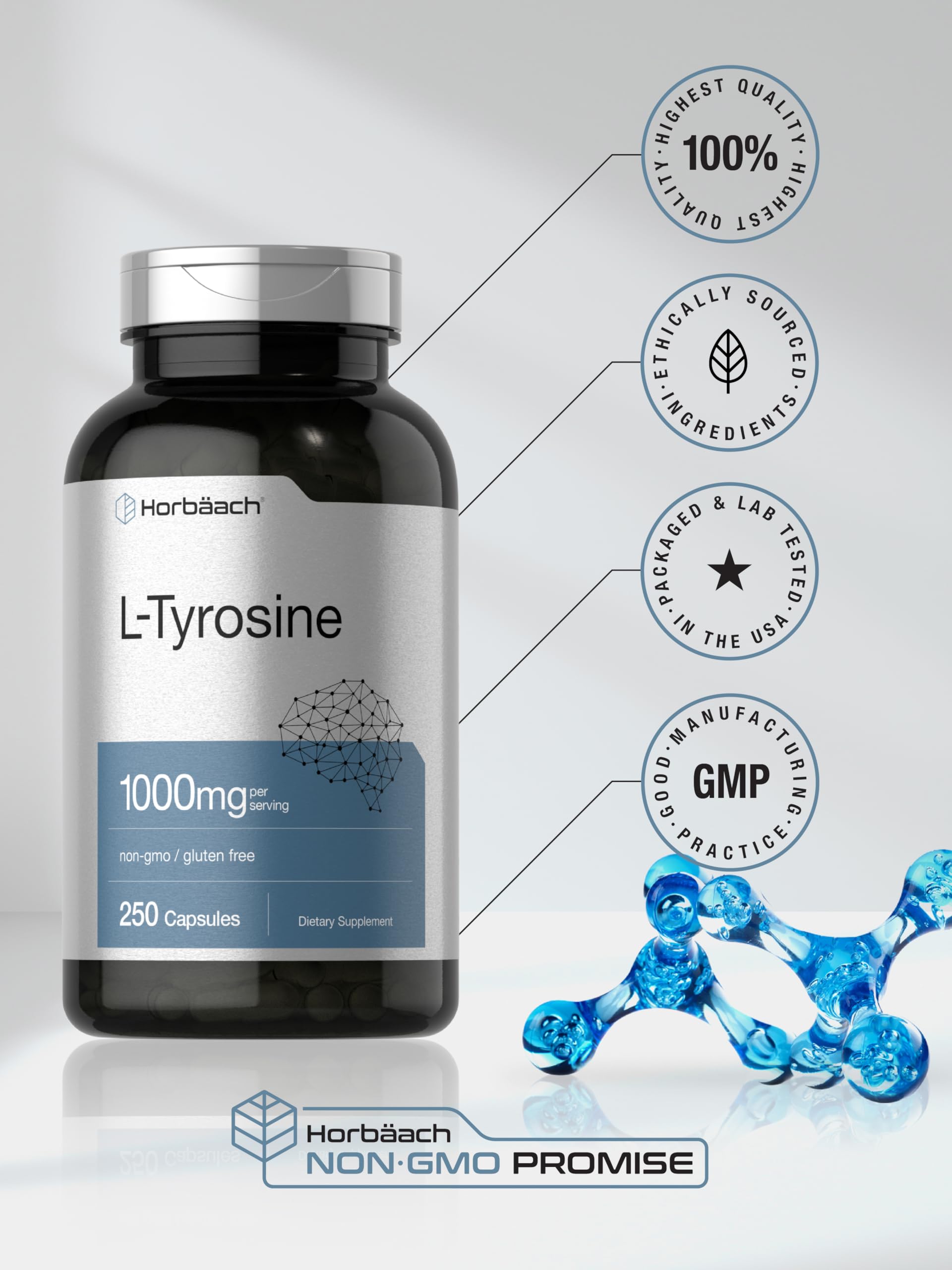 Horbäach L-Tyrosine ingredient label highlights purity
