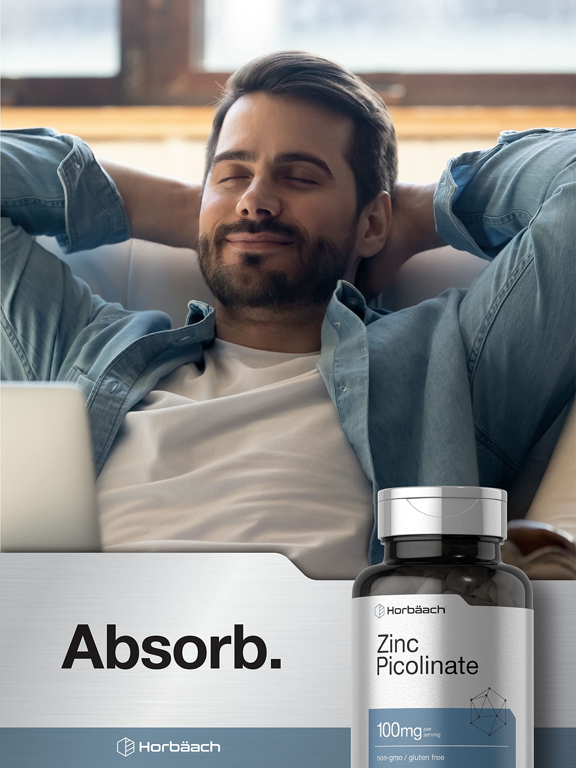 Horbäach lab-tested ingredients badge on supplement packaging.