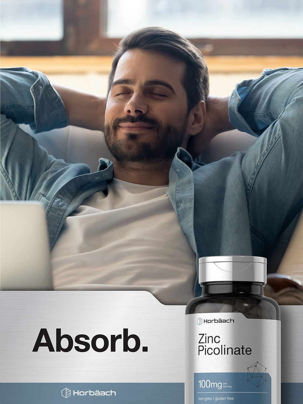 Horbäach lab-tested ingredients badge on supplement packaging.