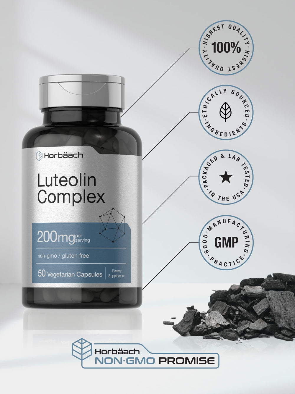 Manufacturing detail from Horbäach emphasizing lab-tested, trusted ingredients
