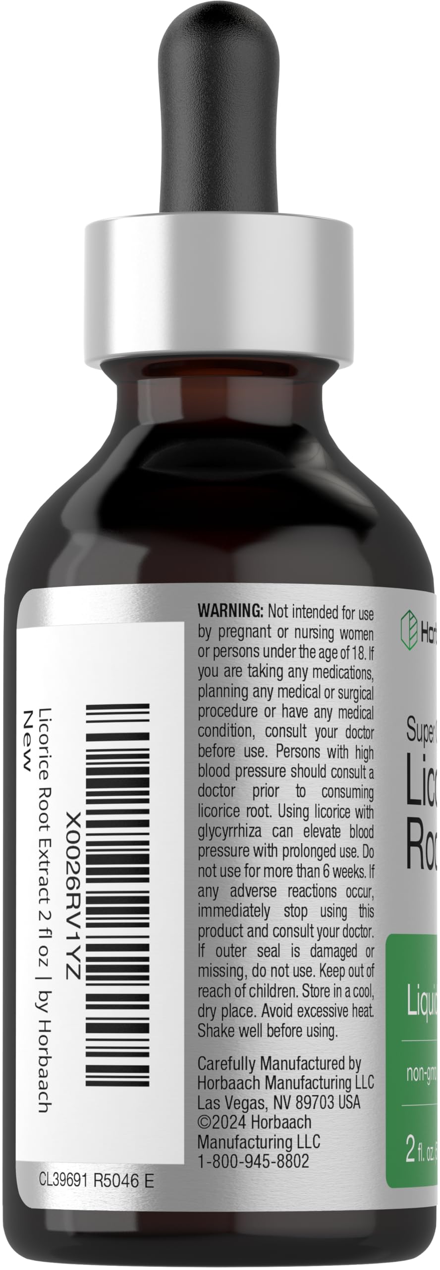 Horbäach Licorice Root Extract dropper for precise, easy dosing