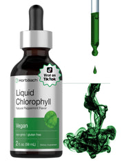 Horbäach Liquid Chlorophyll Drops bottle with vegan, gluten-free formula for daily vitality.