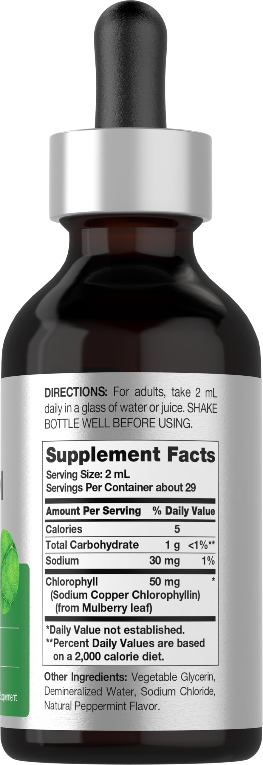 Horbäach Liquid Chlorophyll Drops dropper pouring into water for a refreshing routine.