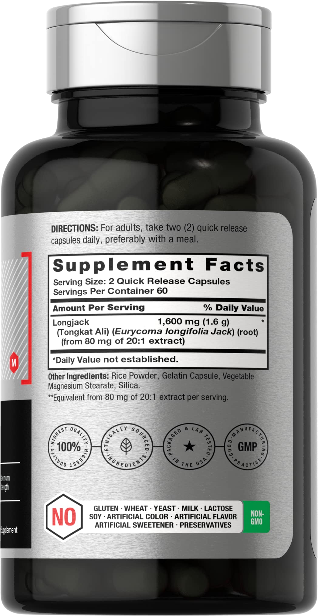 Horbaach Longjack Tongkat Ali capsules in a daily-use scene for energy support.